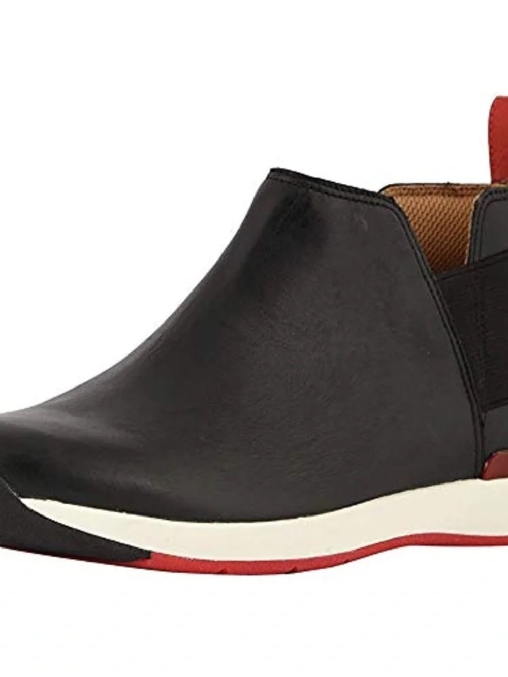 Vionic Black Slip-On Ankle Boot with Red Accents